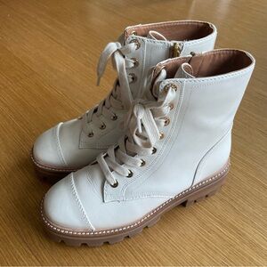 Kate Spade Merritt Lug Combat Boot Cream Halo White Size 6.5 NEW